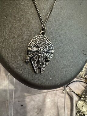 Millennium Falcon Pendant Necklace - Gunmetal Fashion Silver necklace